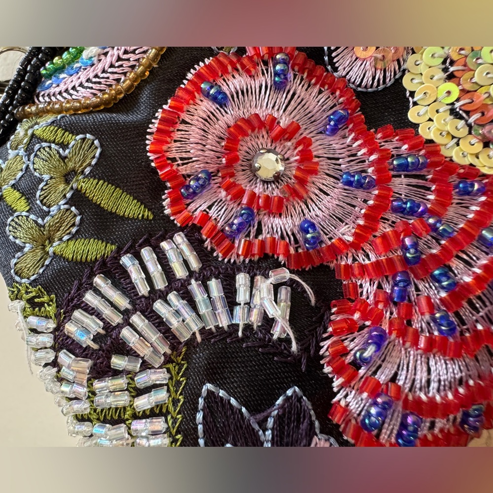 Alto Beaded Floral Clutch Purse Evening Bag Chain Strap - Picture 3 of 14